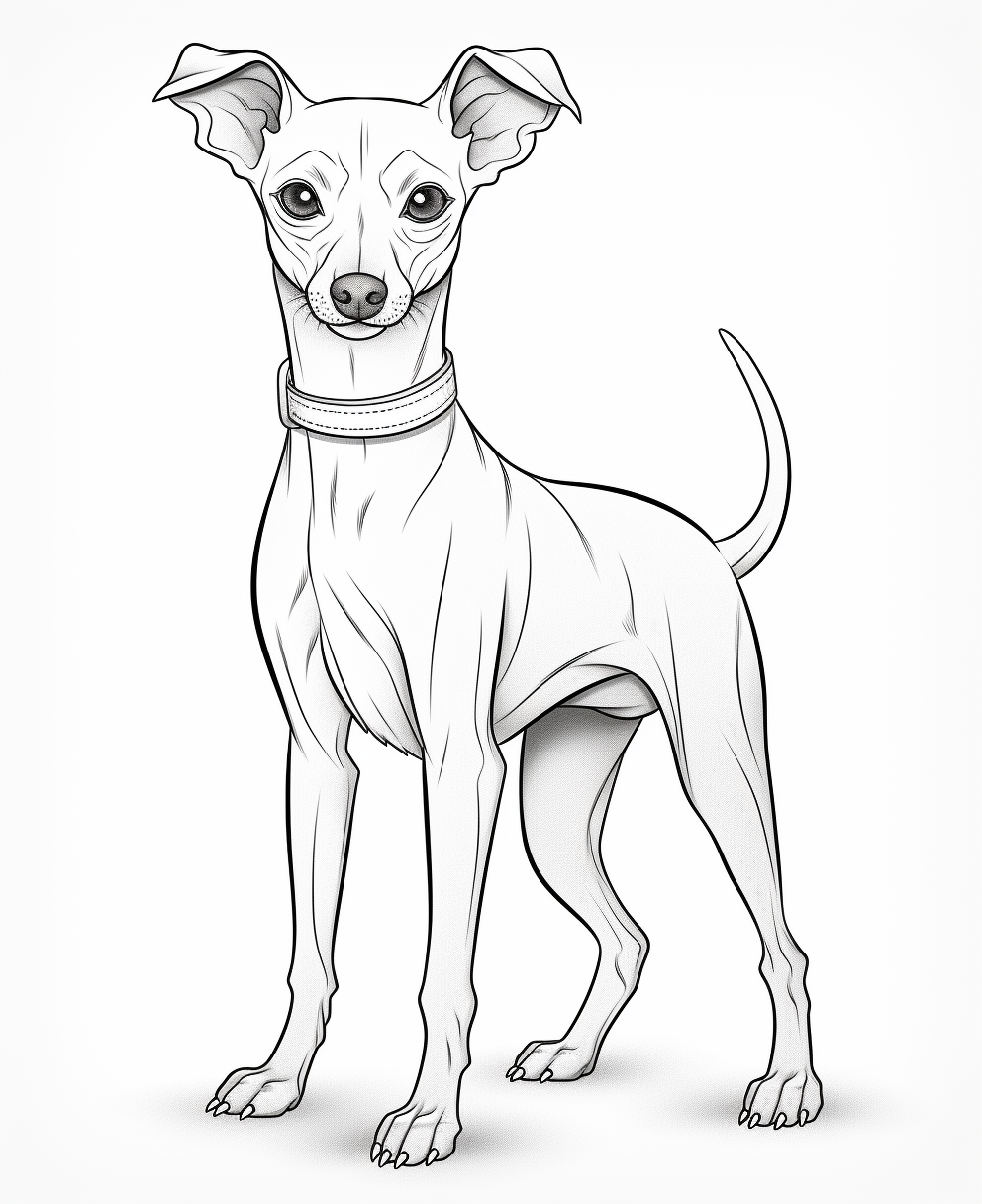 Cute Italian Greyhound Cartoon Line Art