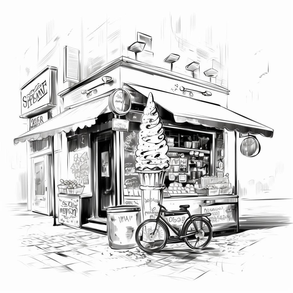 Black ink graffiti of Italian icecream shop