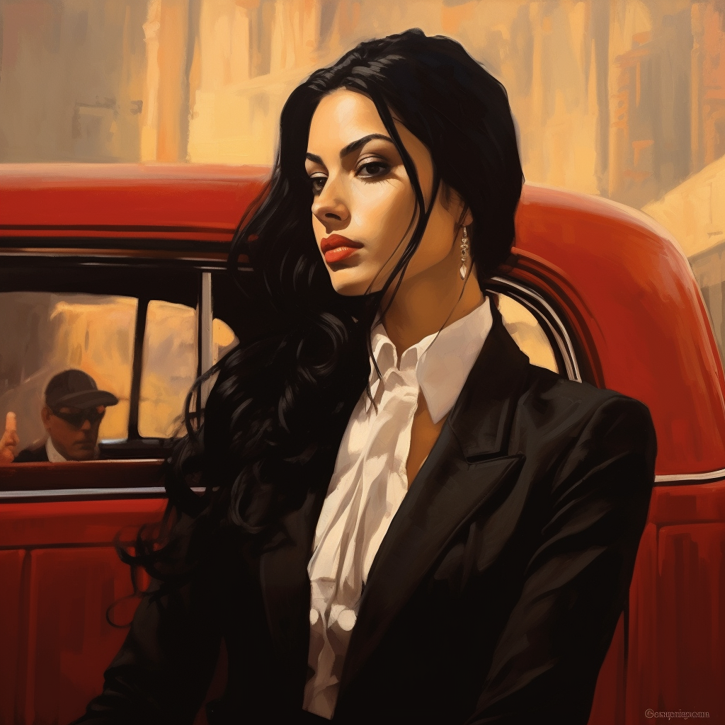 Stylish Italian Mafia Woman with Black Hair