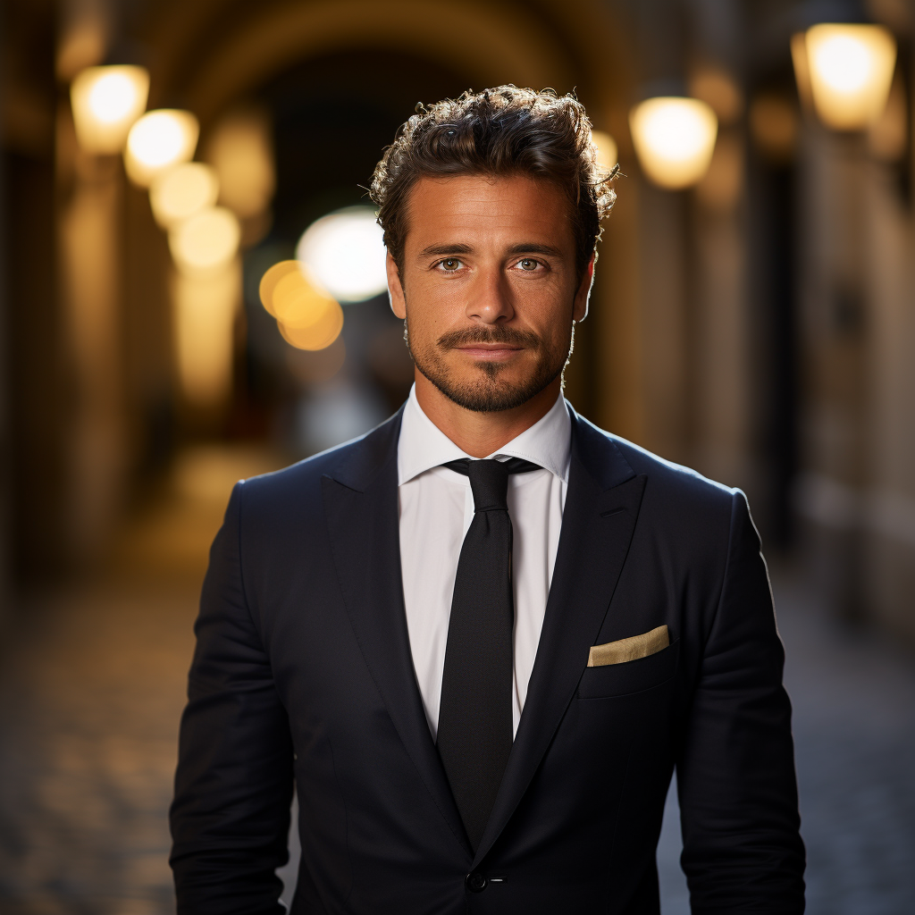 Italian real estate agent with confident smile