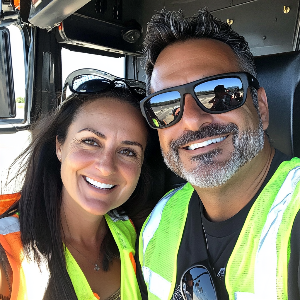 Italian Semi-Truck Driver Team Celebrating Labor Day