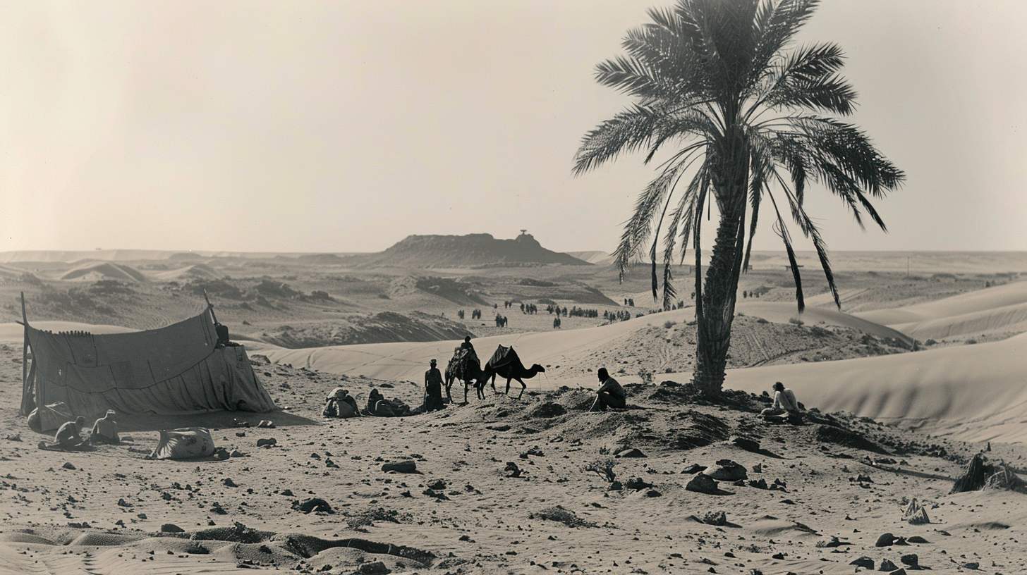 Italian soldiers camp in desert