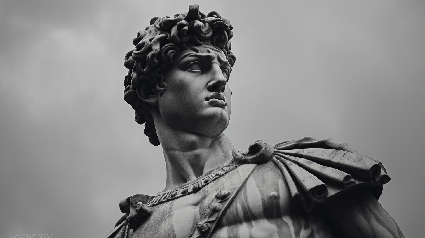 Realistic Italian Statue Photo in Greyscale