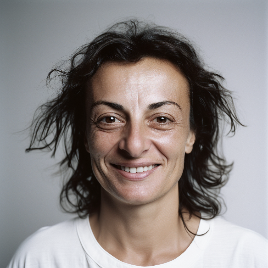 Italian woman celebrity portrait on white background