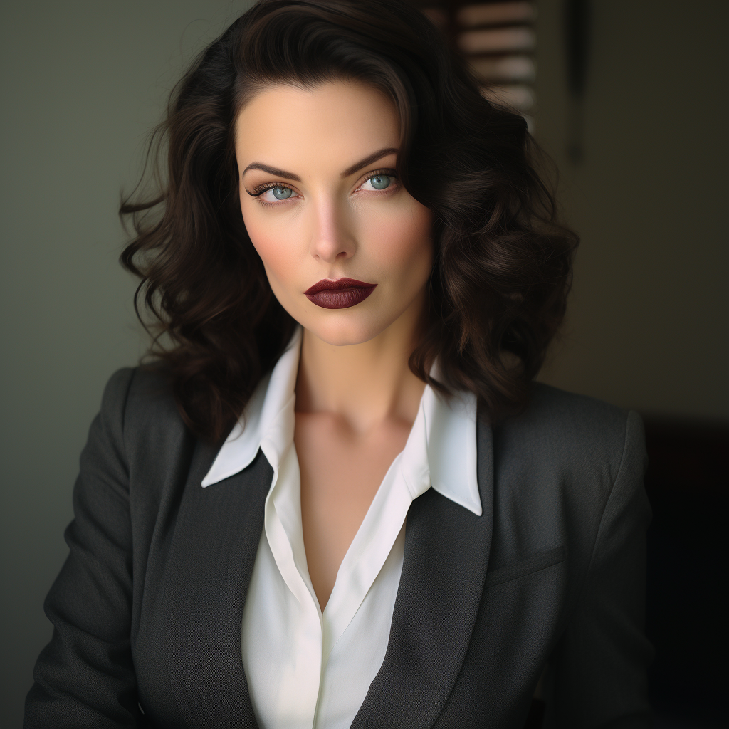 Italian woman with blue eyes in business suit