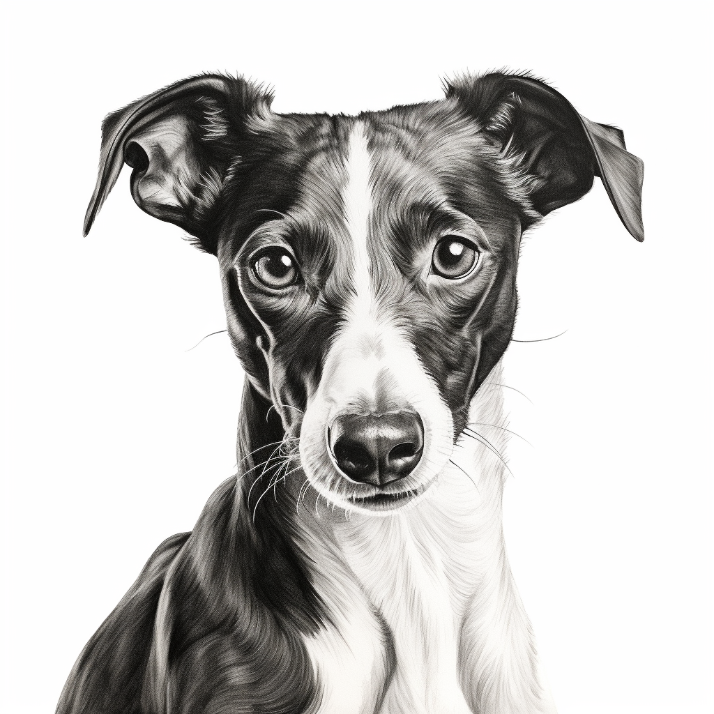 Ink drawing of Italian greyhound