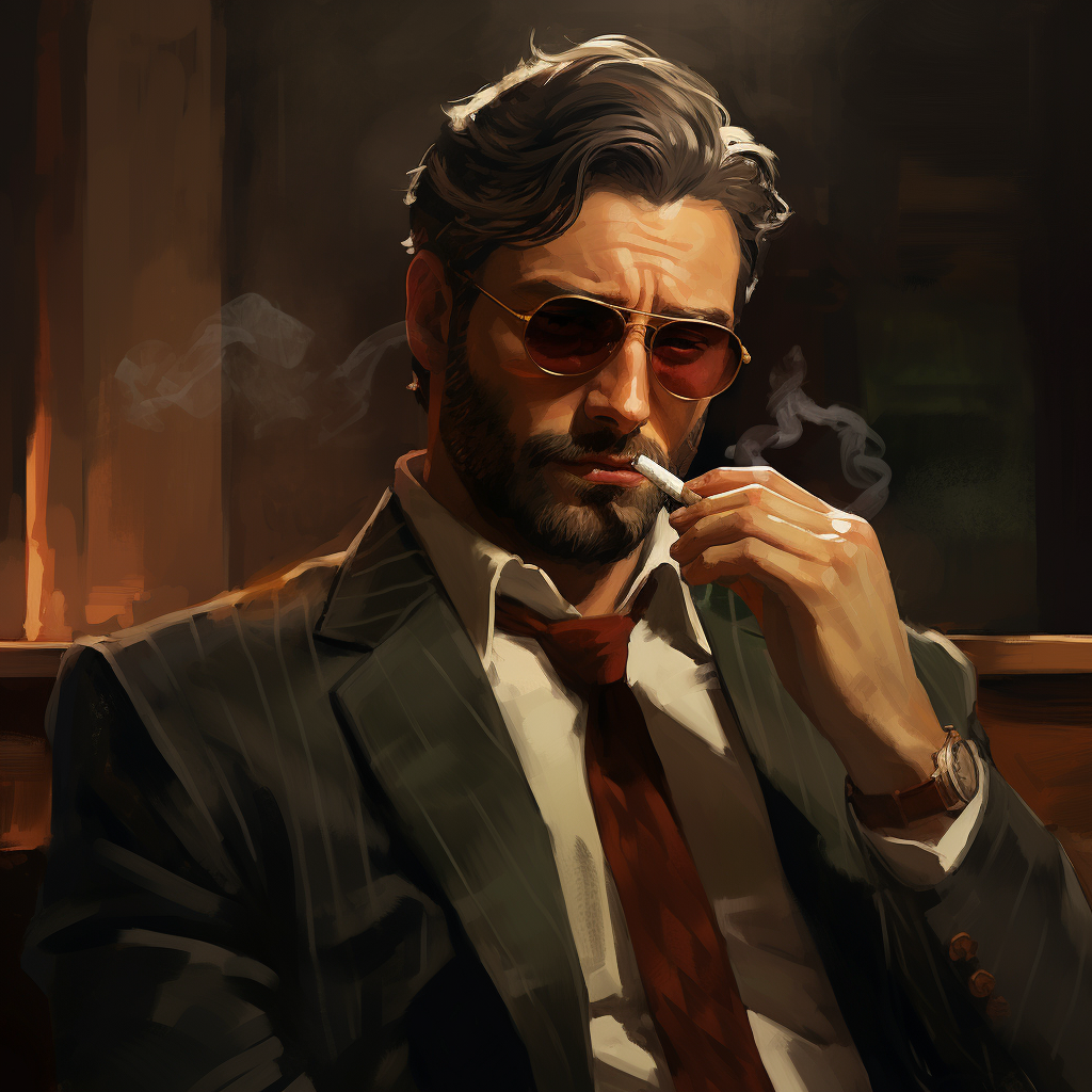 Stylish Italian Mafia Man with Glasses and Beard