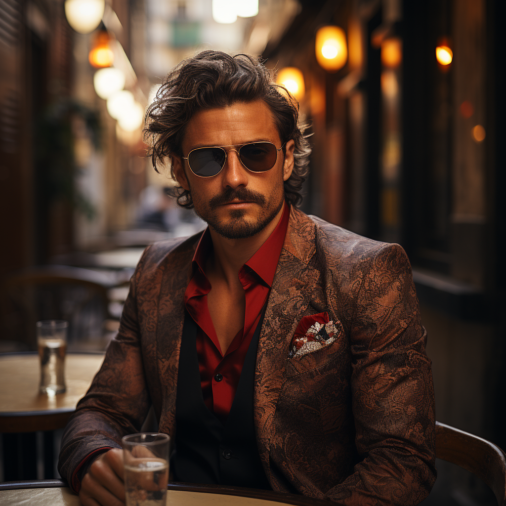 Italian mafioso in stylish suit