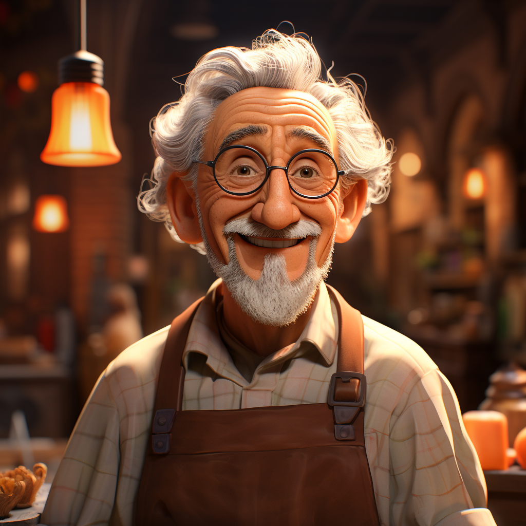 Old Italian Male in Pixar Style