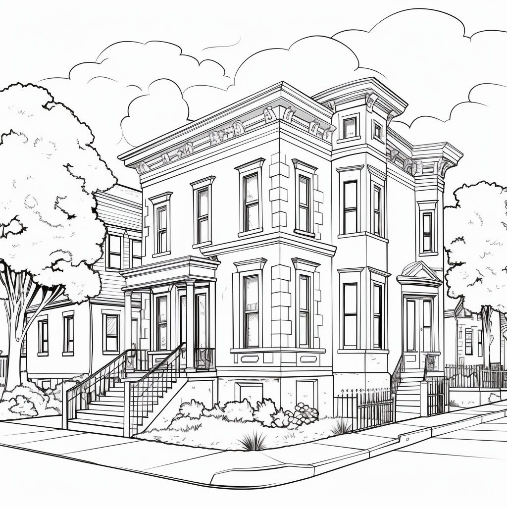 Doodle Drawing of Italianate Style Home