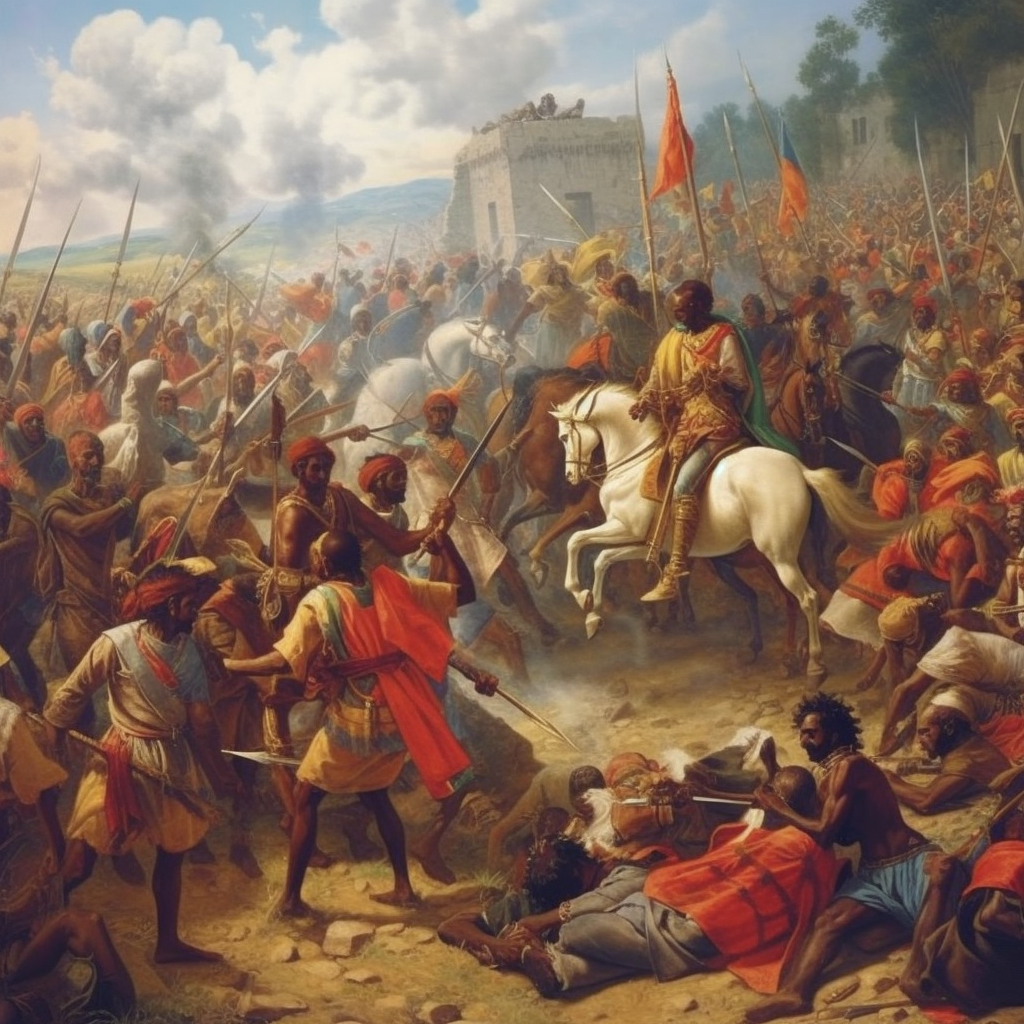 Italian and Ethiopian soldiers clashing in Battle of Adwa