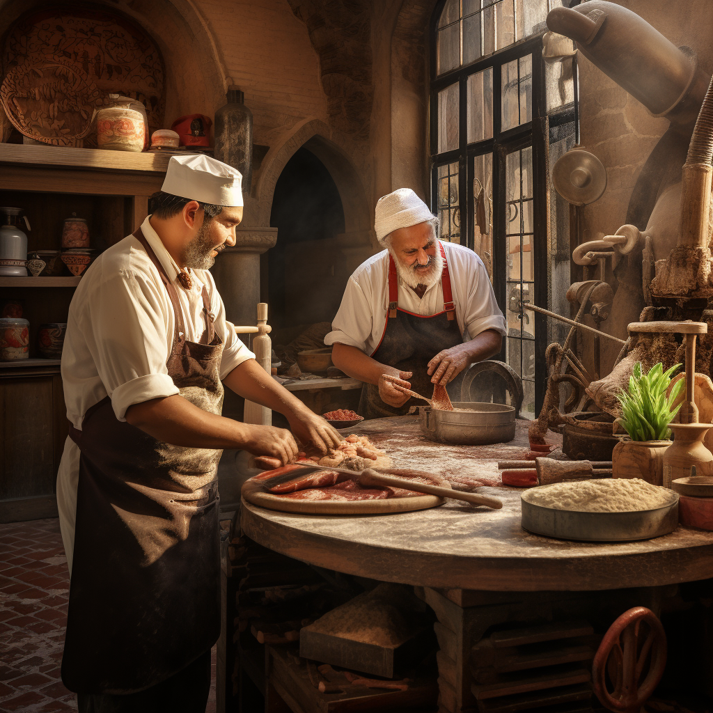 Two brothers making delicious pizza in Italy