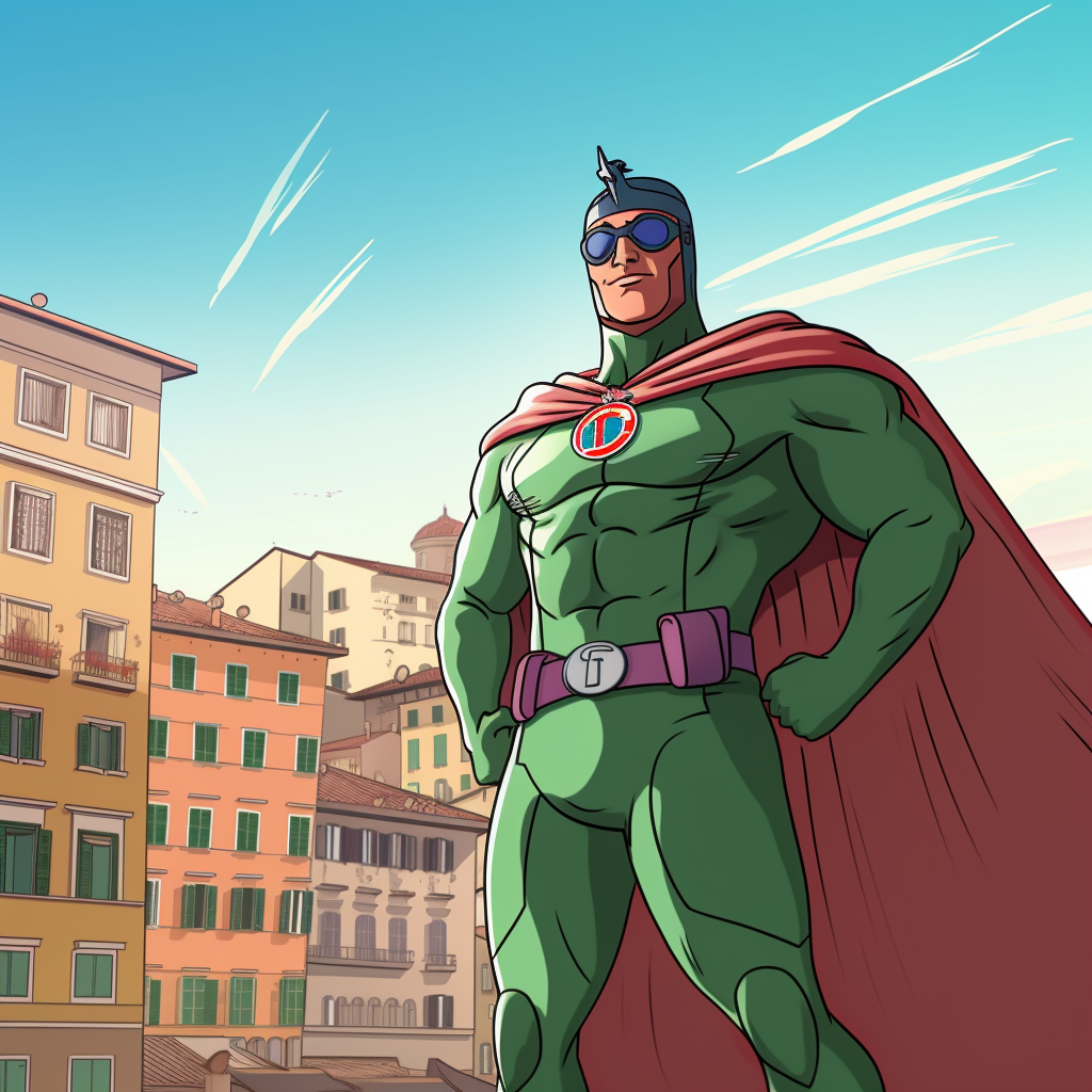 Superhero animation of Italy