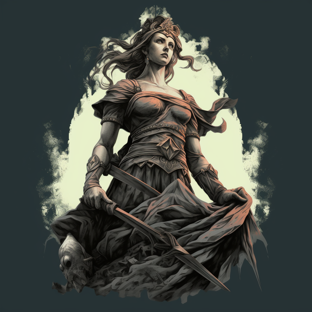 Iustitia Statue T-Shirt Design - Stylish and Eye-catching