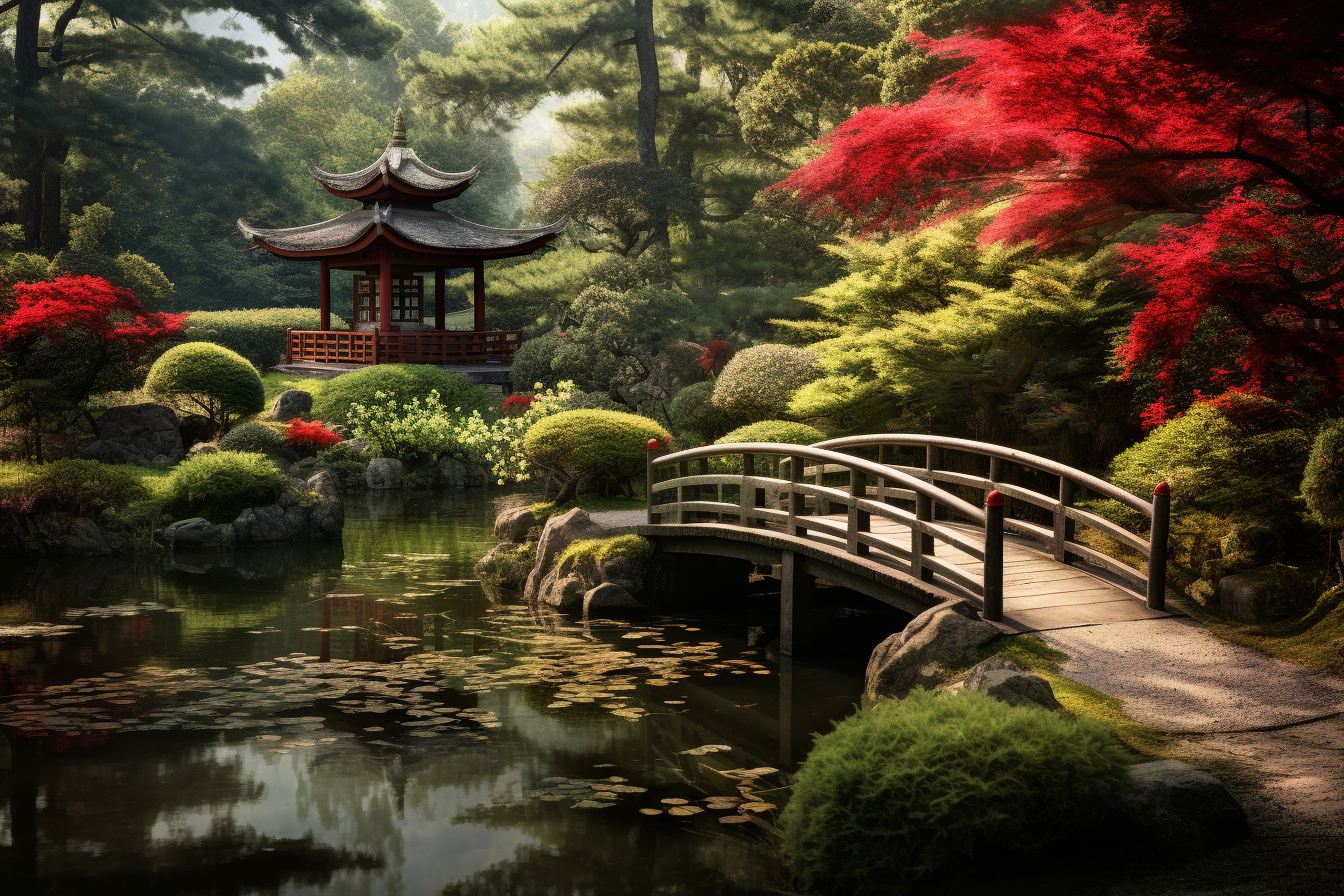 Beautiful Japanese garden scenery