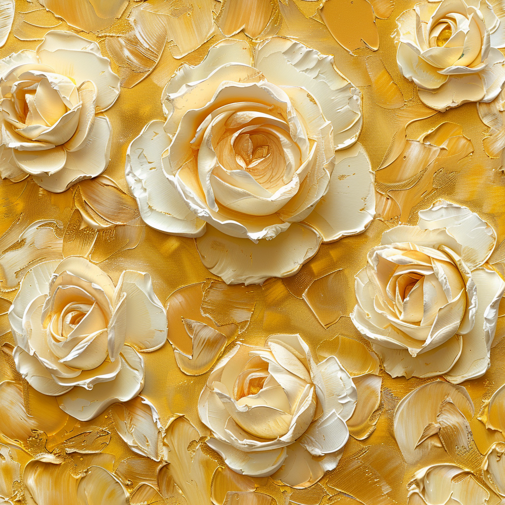 Soft ivory roses on gold background