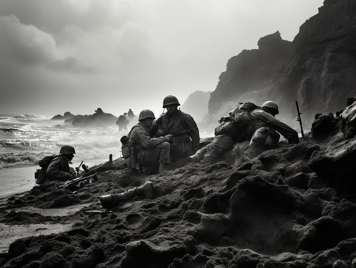 Soldiers washed up in Iwo Jima