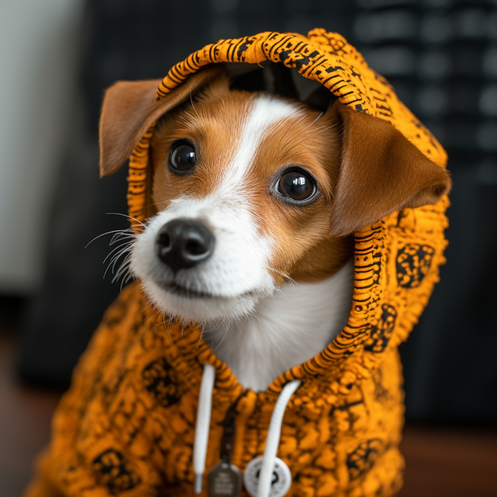 Dog dressed as Satoshi Nakamoto