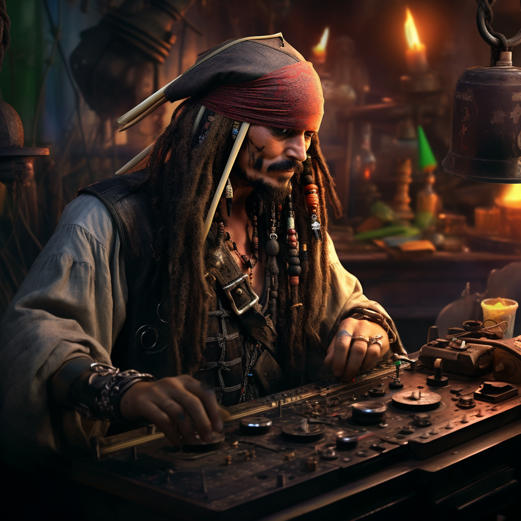 Jack Sparrow DJing on the Black Pearl