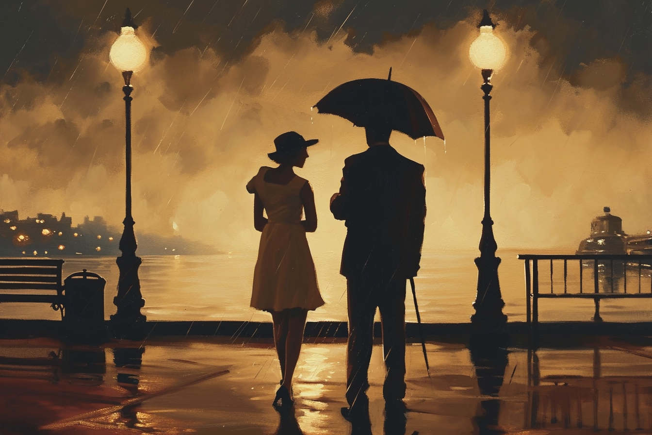 Passionate couple in Jack Vettriano style