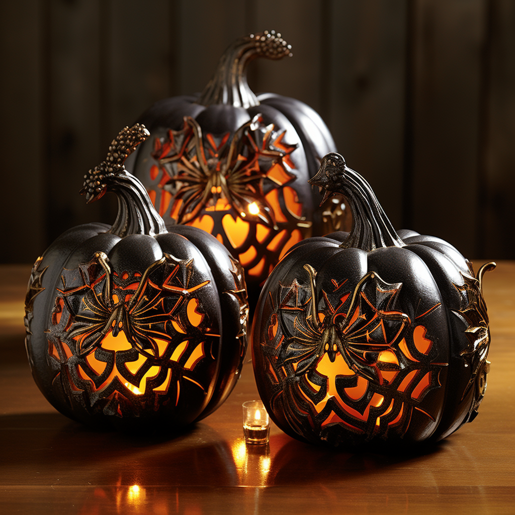 Spooky Jack-o'-lantern Spiders in Halloween Night