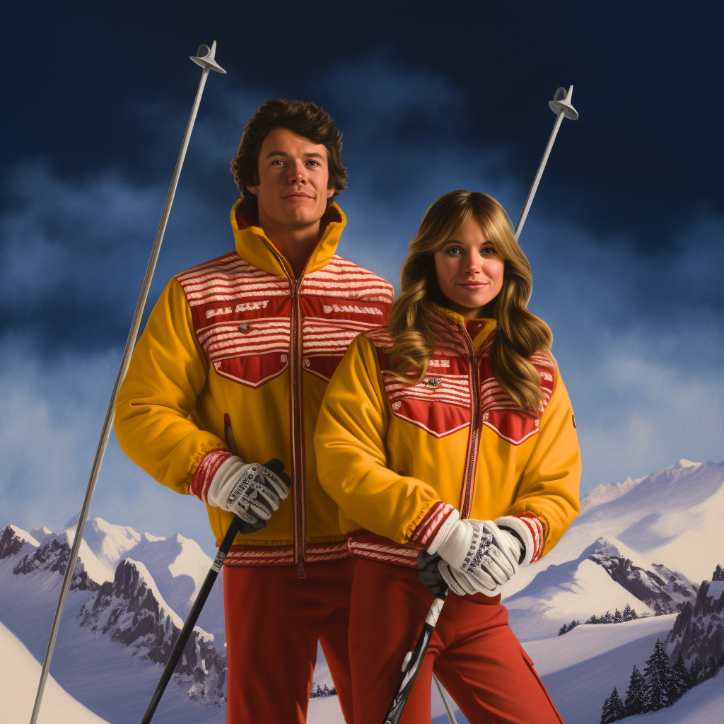 Young couple enjoying skiing at Jackson Hole Mountain Resort