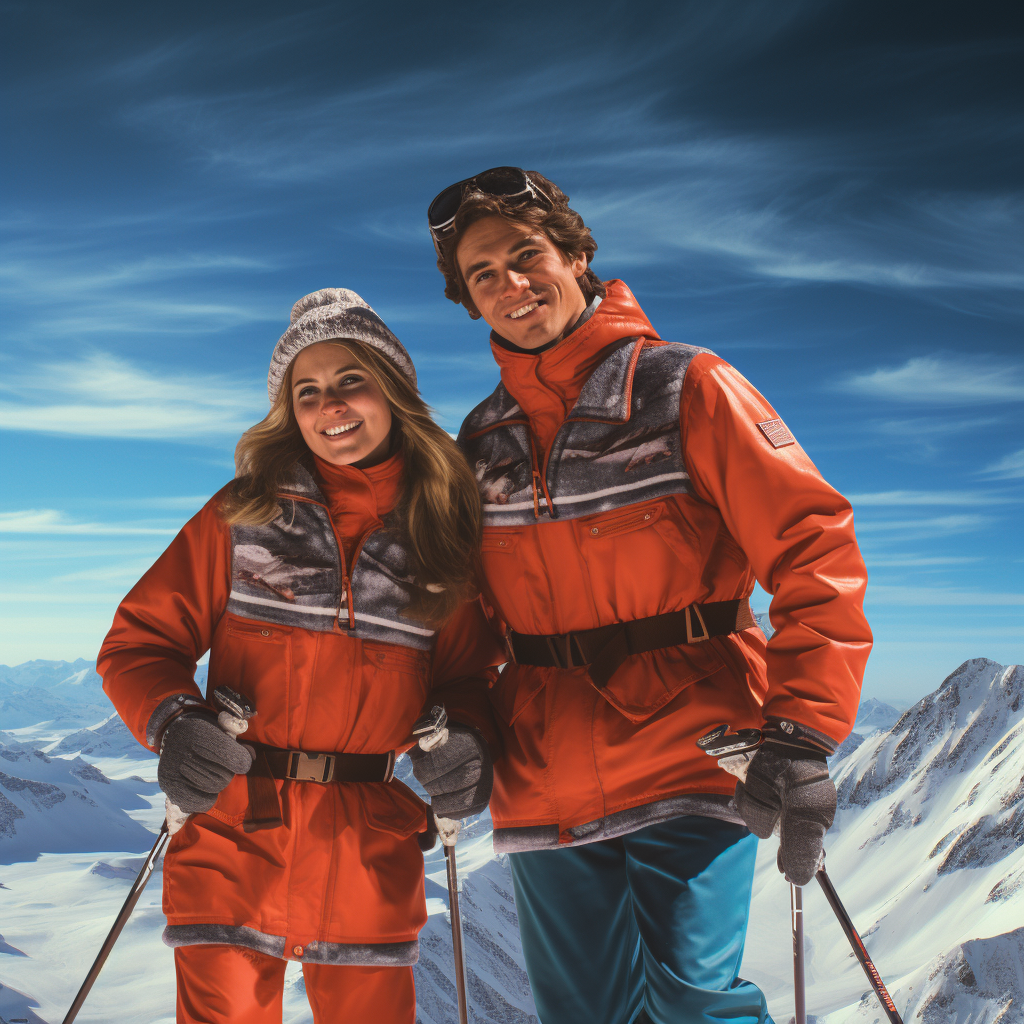 Young couple holding skiis at Jackson Hole Mountain Resort