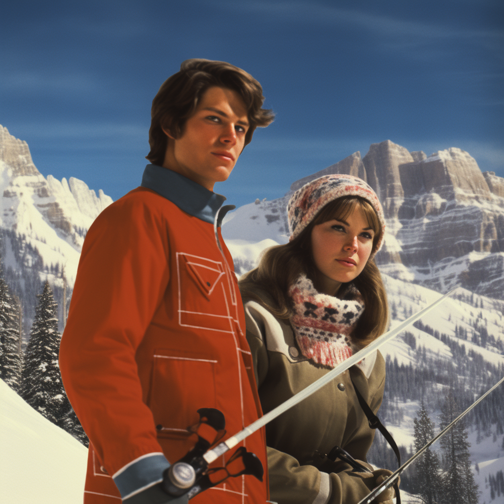 Young couple holding skiis at Jackson Hole Mountain Resort