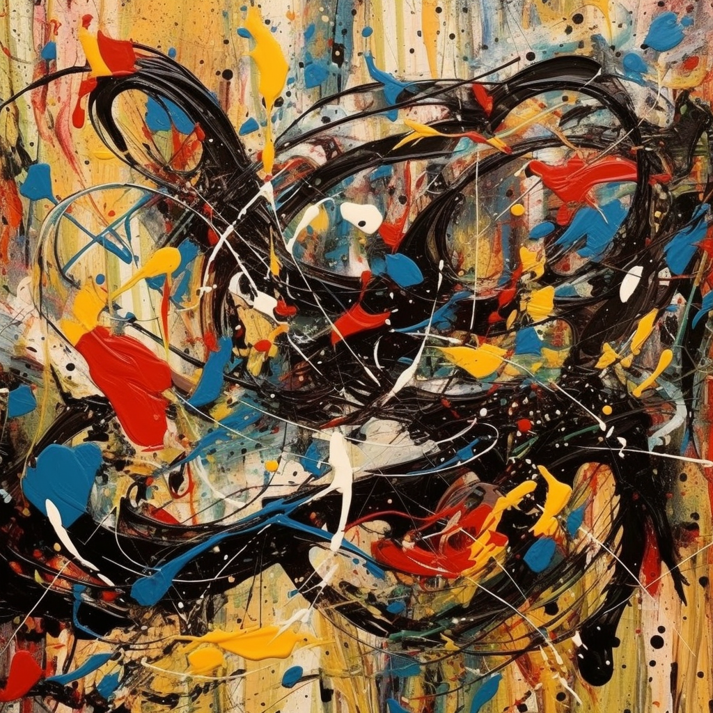 Abstract letter B in Jackson Pollock style