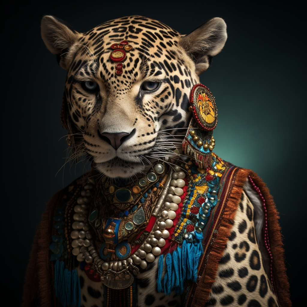 Jaguar Humanoid in Hippie Attire