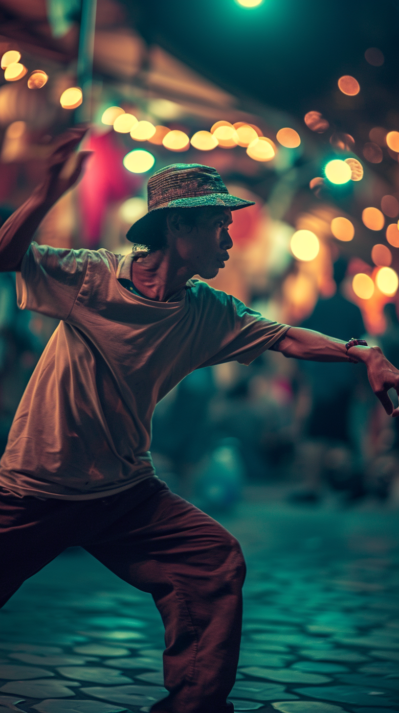 Street performer in vibrant Jakarta