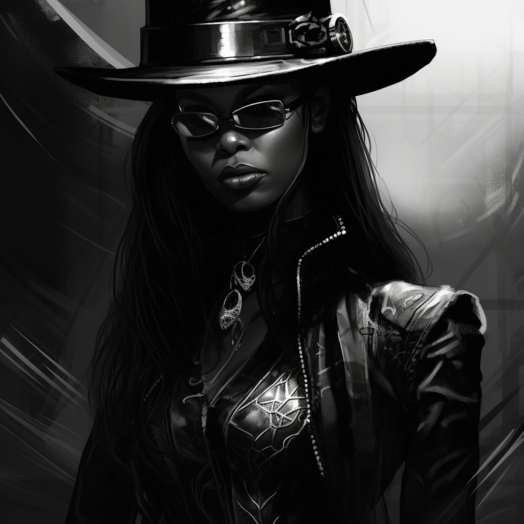 Female Jamaican Cyberpunk Sorcerer with Top Hat