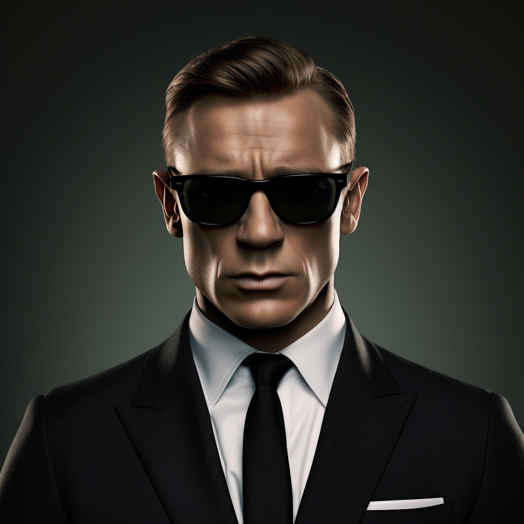 Stylish James Bond sunglasses on black background