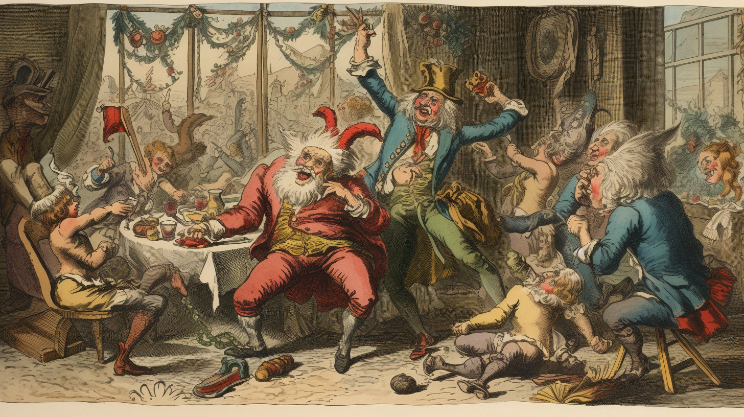 James Gillray Style Christmas Scene Image