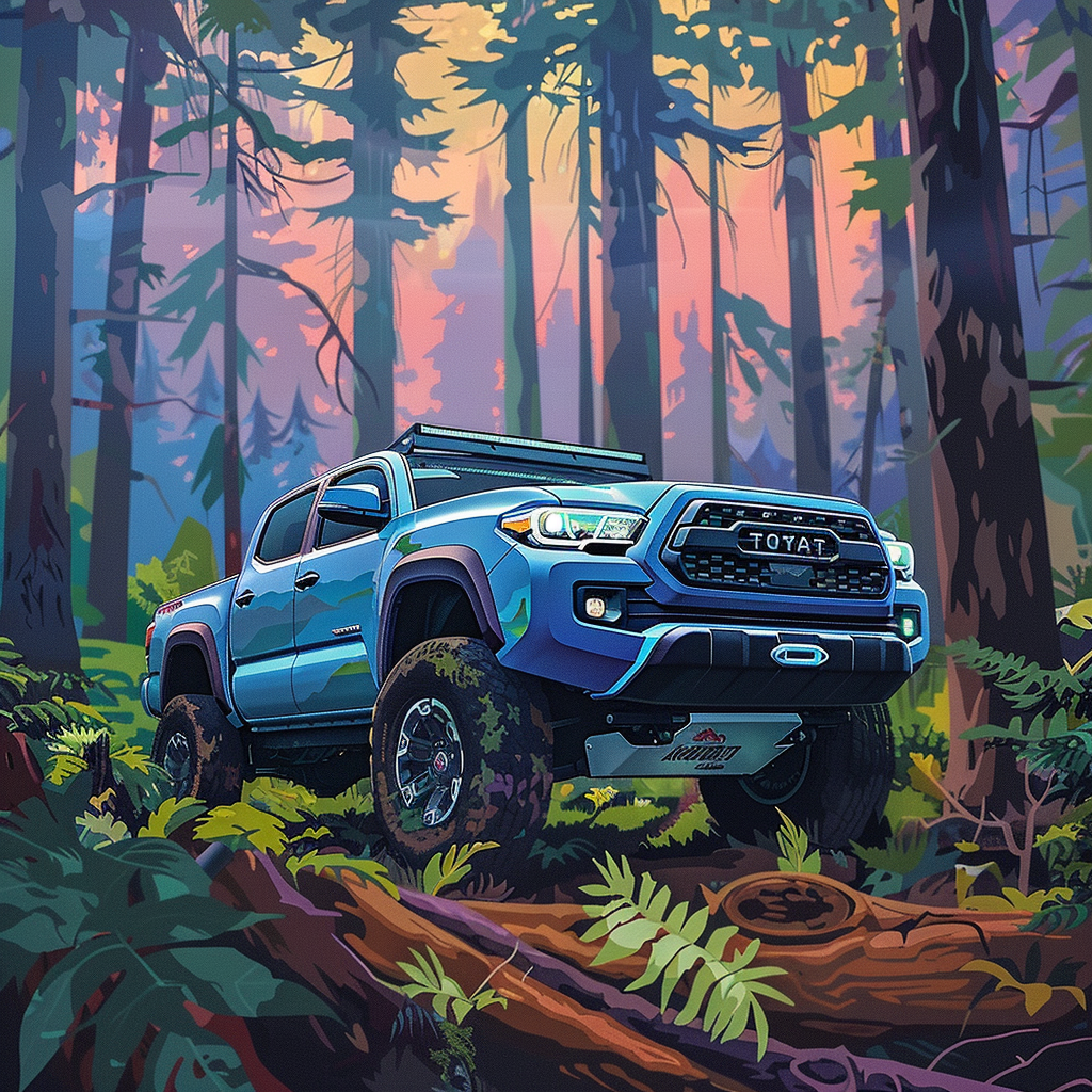 Toyota Tacoma in artistic woods scene