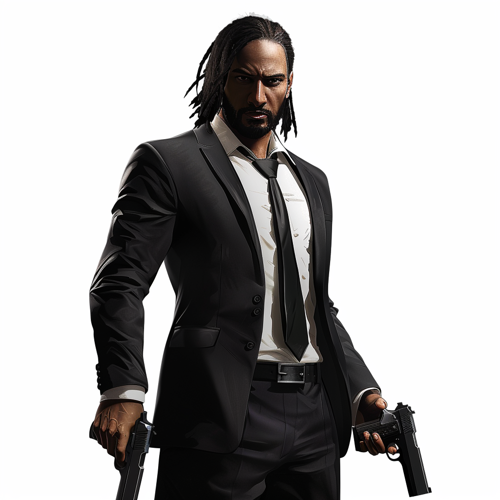 Young James Bond with Dreadlocks holding Gun