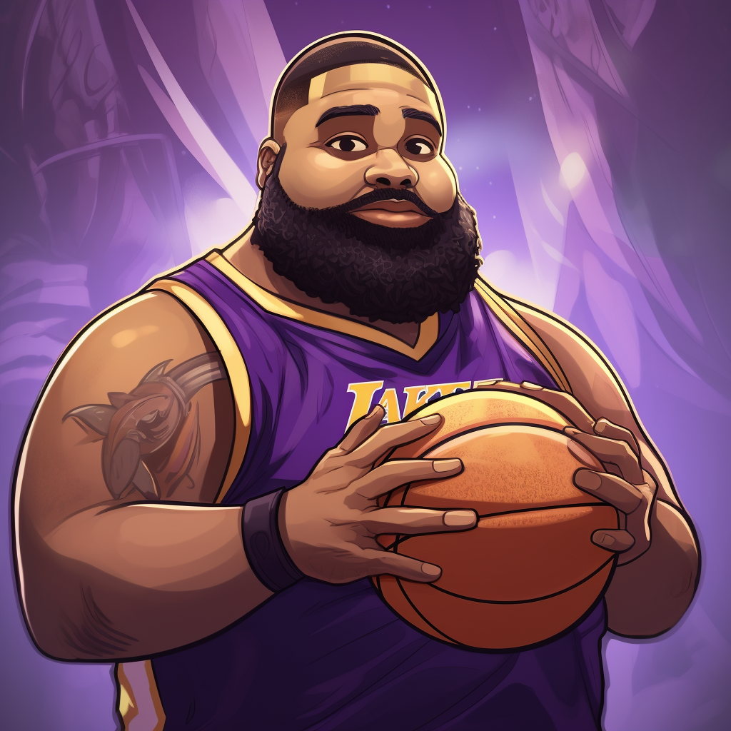 Fat Jamaican Anime Character in Lakers Jersey