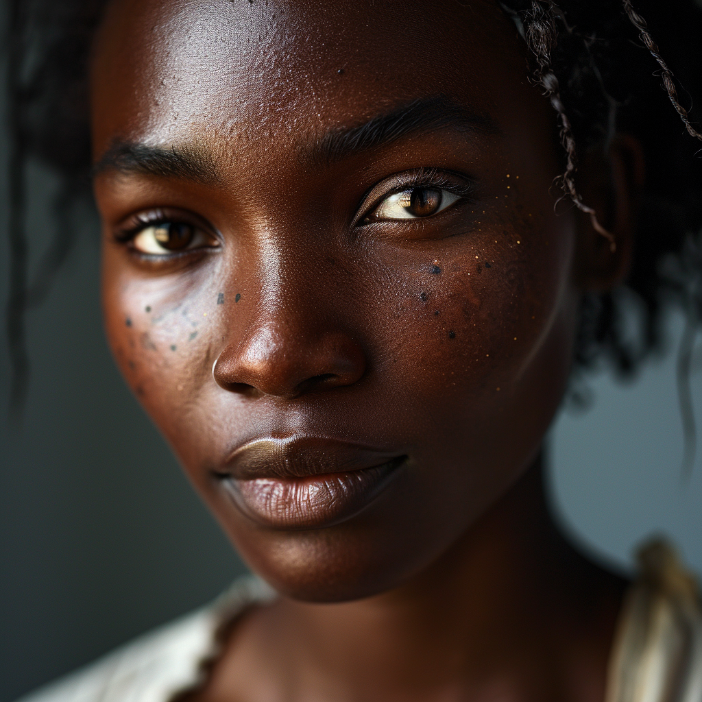 Japanese African model with focus on face