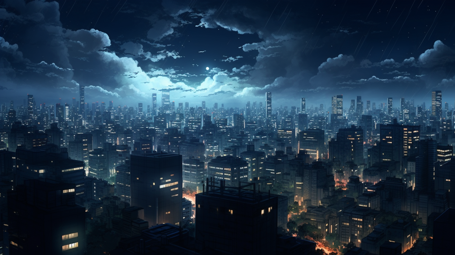 Japan City Night Anime Modern