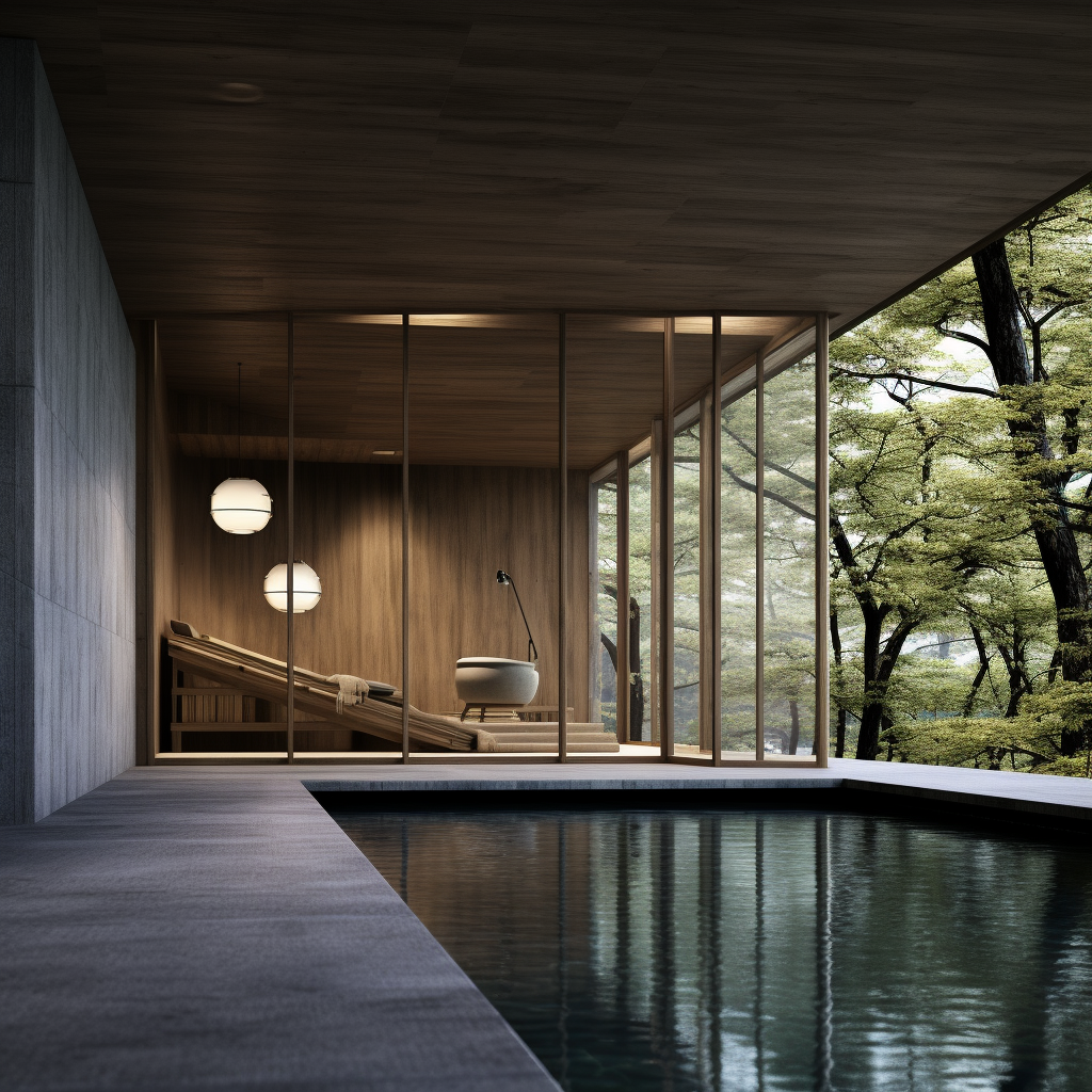 Minimalistic Japandi Style Swimming Pool