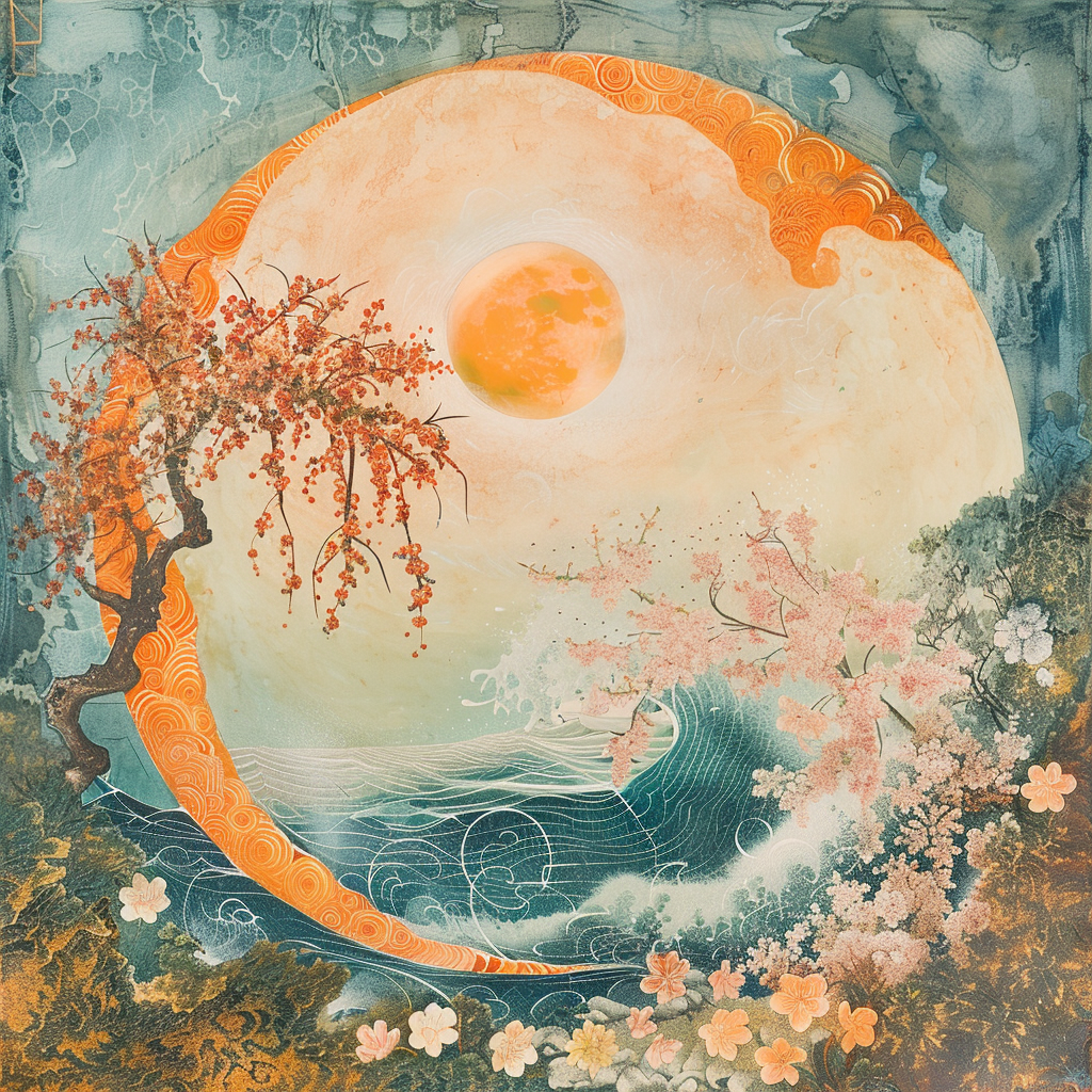 Japandi style summer solstice painting