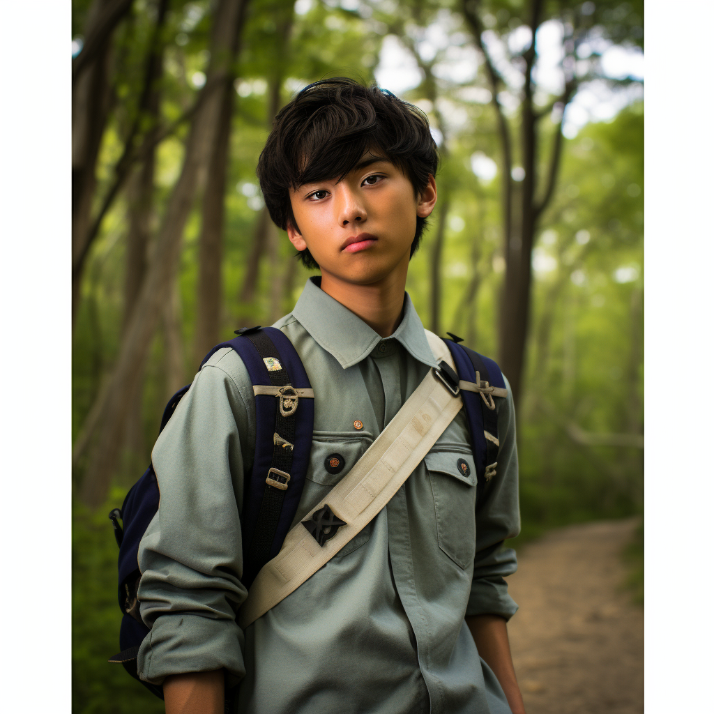 Teen boy in military uniform