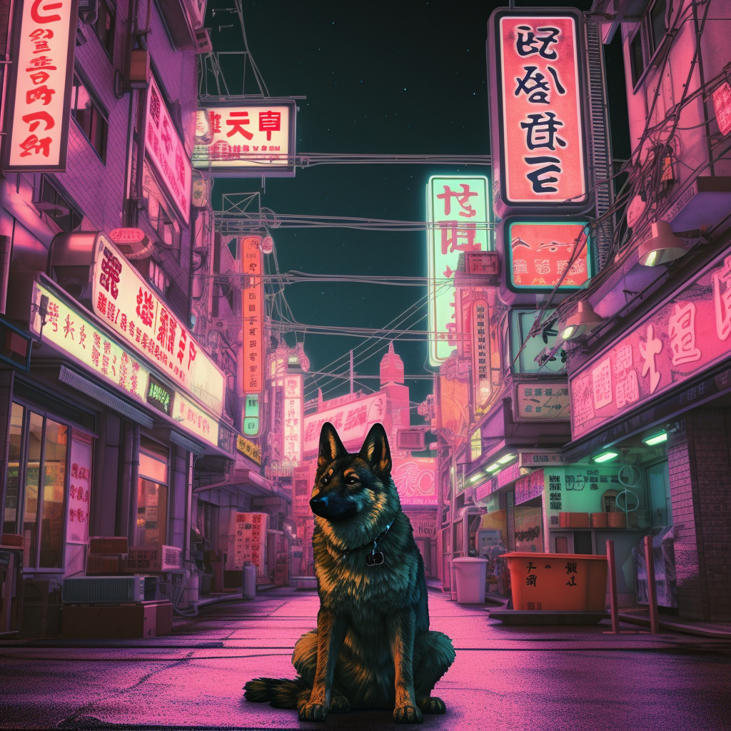 Animated Japanese Anime Vaporwave Streets of Tokyo