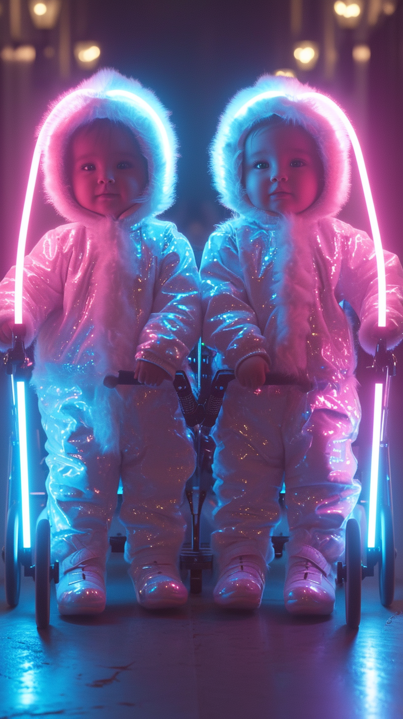 Japanese babies dancing with pen lights