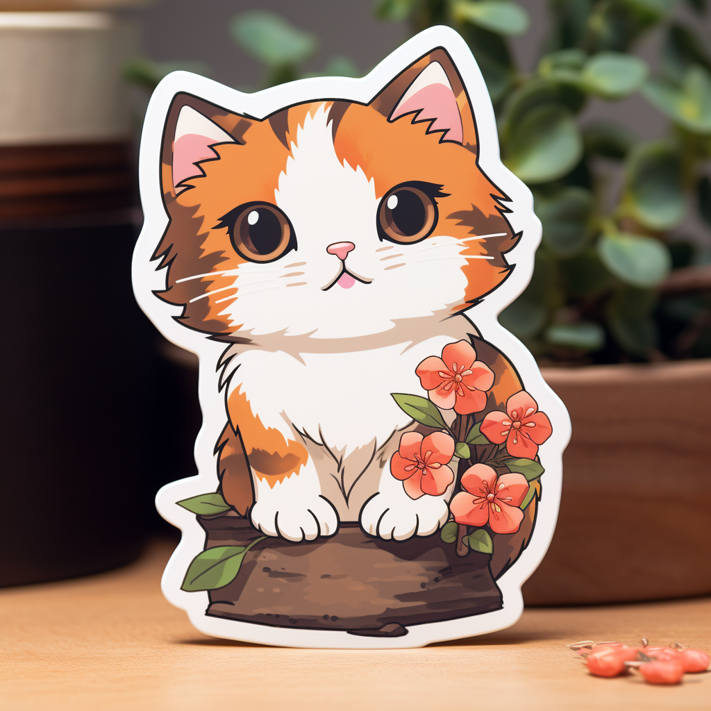 Cute Japanese Cartoon 2D Cat Sticker