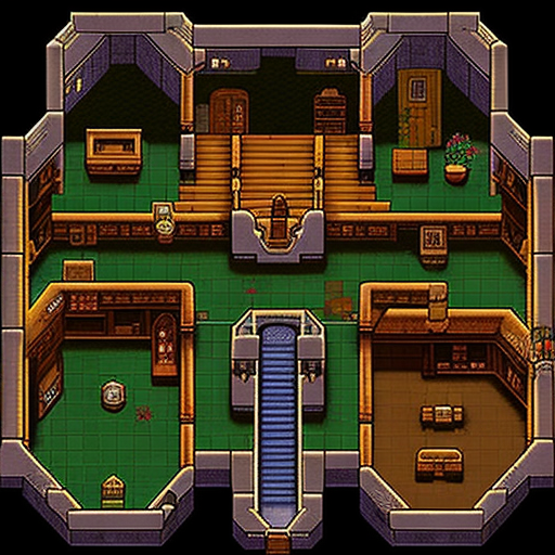 Japanese Castle Interior in Pixel Art