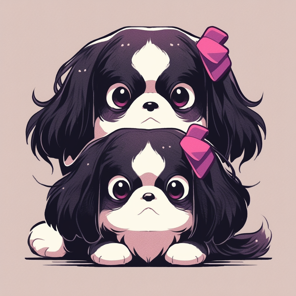 Adorable Japanese Chin Cartoon Head