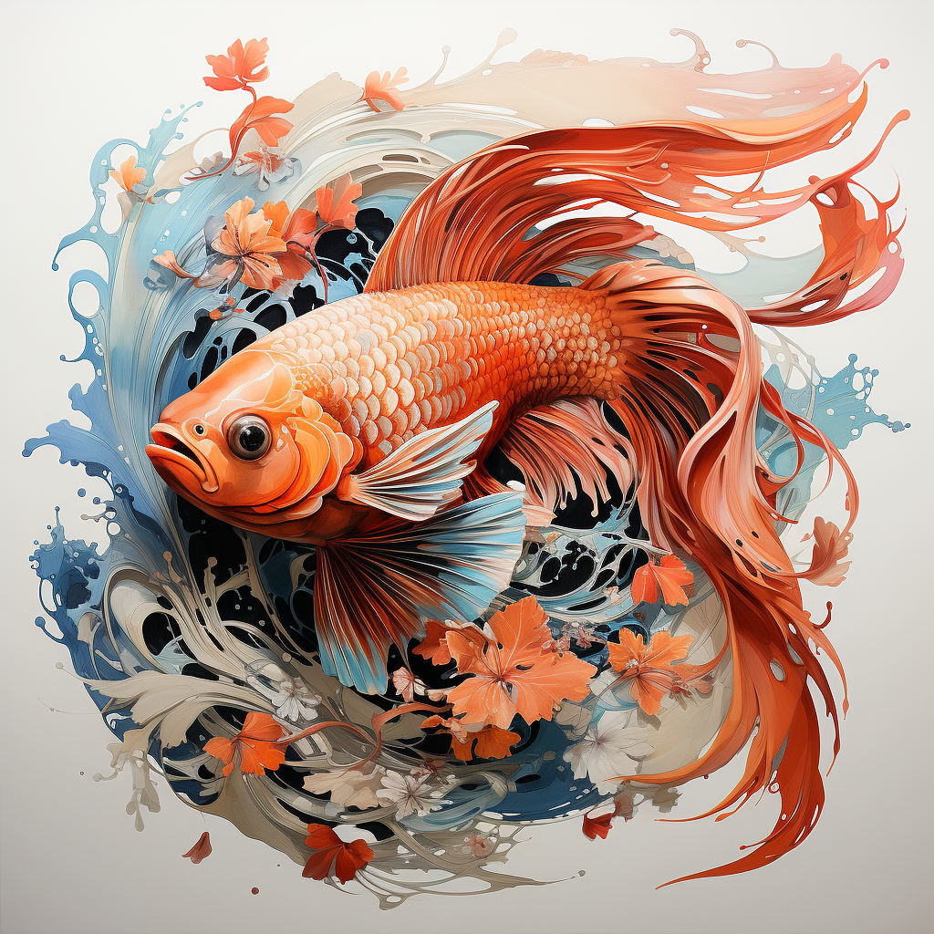 Beautiful Japanese Color Fish Drawing