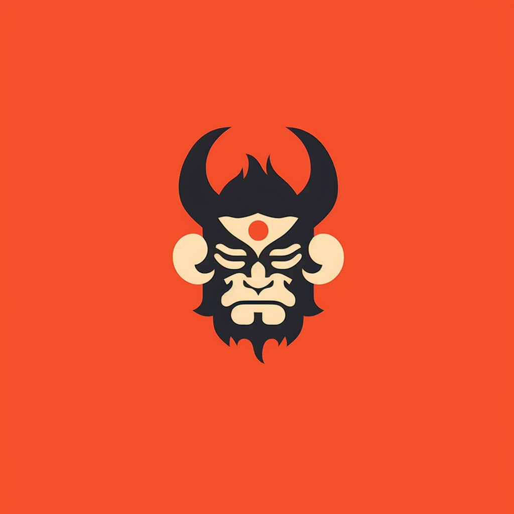 Minimal Japanese Demon Script Persian Miniature Logo Graphic