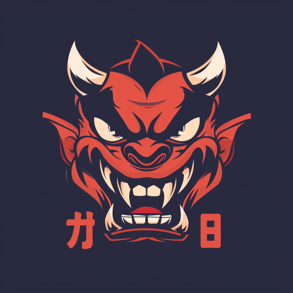 Minimalist Japanese demon vector logo